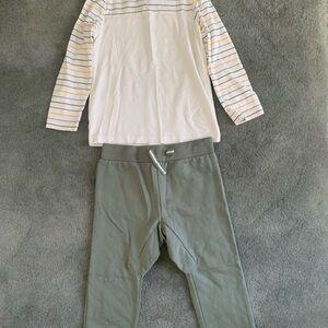 Striped Long Sleeve Shirt and Green Pants Set